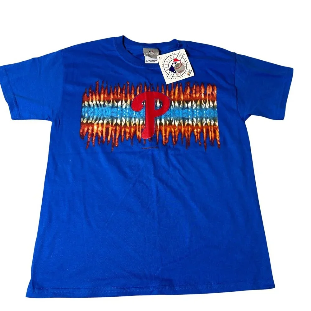 Philadelphia Phillies Tee Shirt Youth L‎ Tie-Dye Logo T-Shirt MLB Baseball NEW
